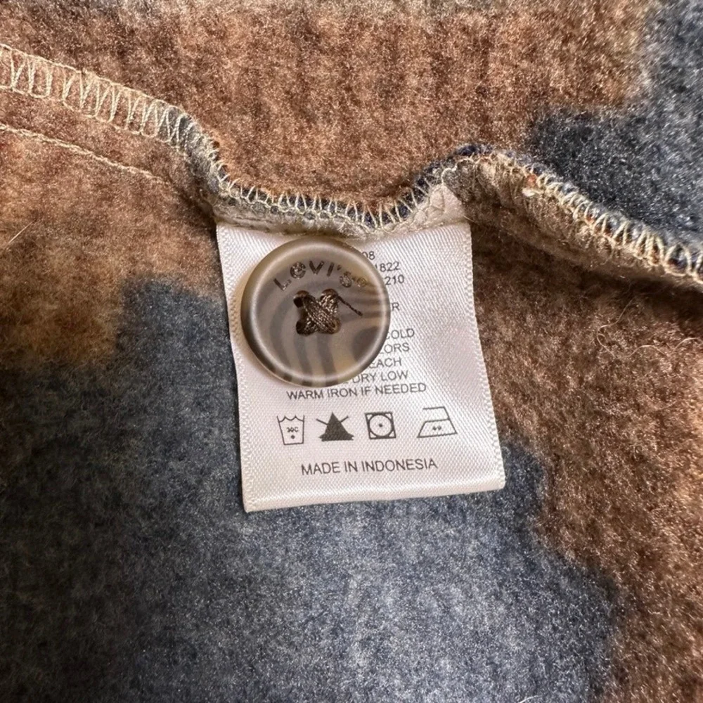Levis Mens Southwestern Fleece Shawl Collar Button Cardigan Jacket Brown Blue L